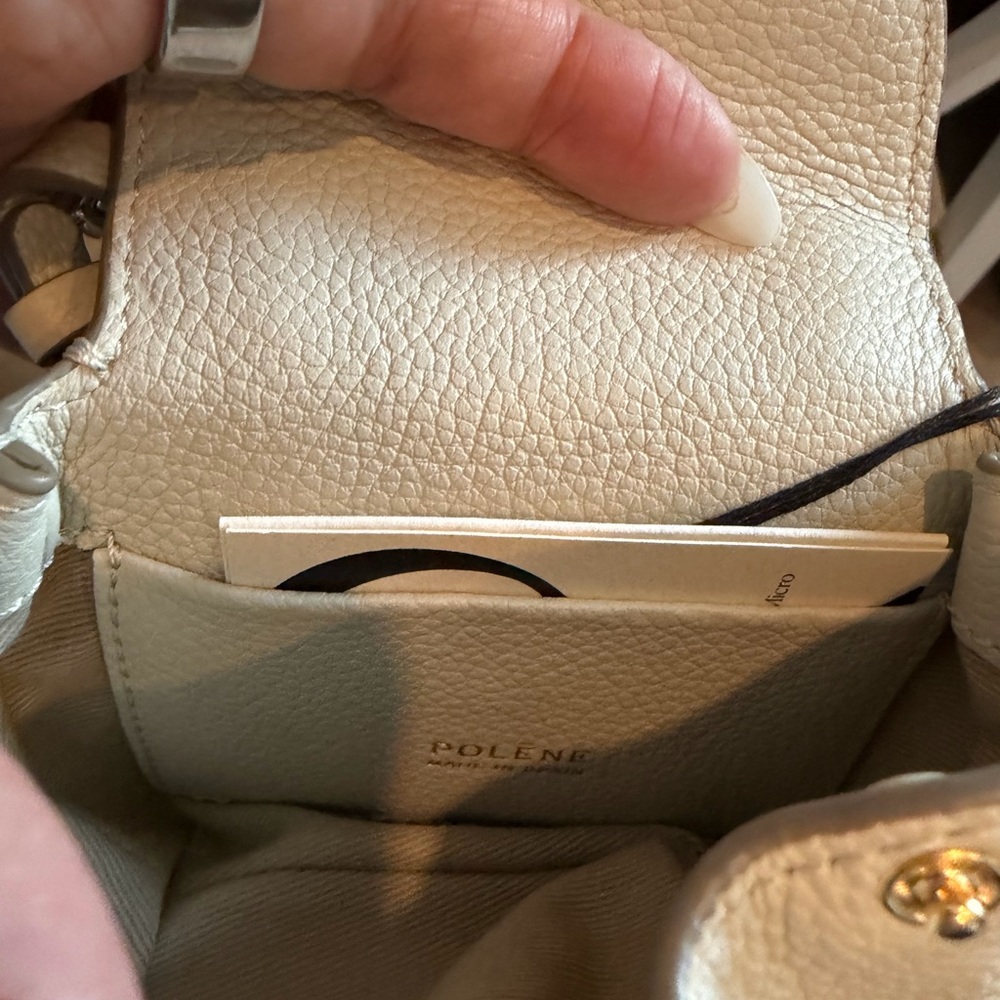 Polène Mini Top-Handle Bag in Cream Pebble Leather - Picture 5 of 7